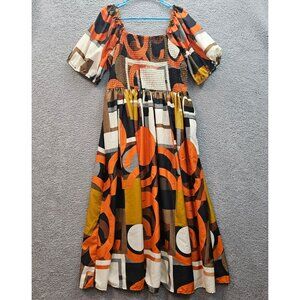 Cato Womens Multicolor Geometric Print Maxi Dress 18/20P Elastic Smocked Pockets